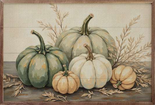 Pumpkins With Dried Leaves