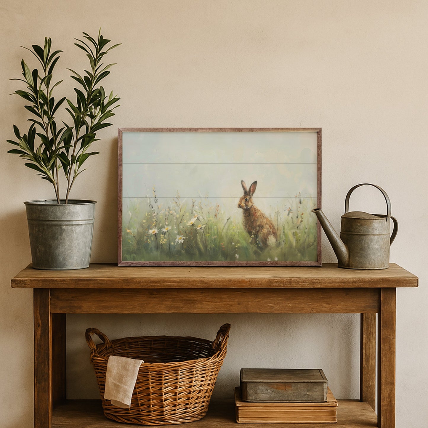 Rabbit With Daisies By Design Studio