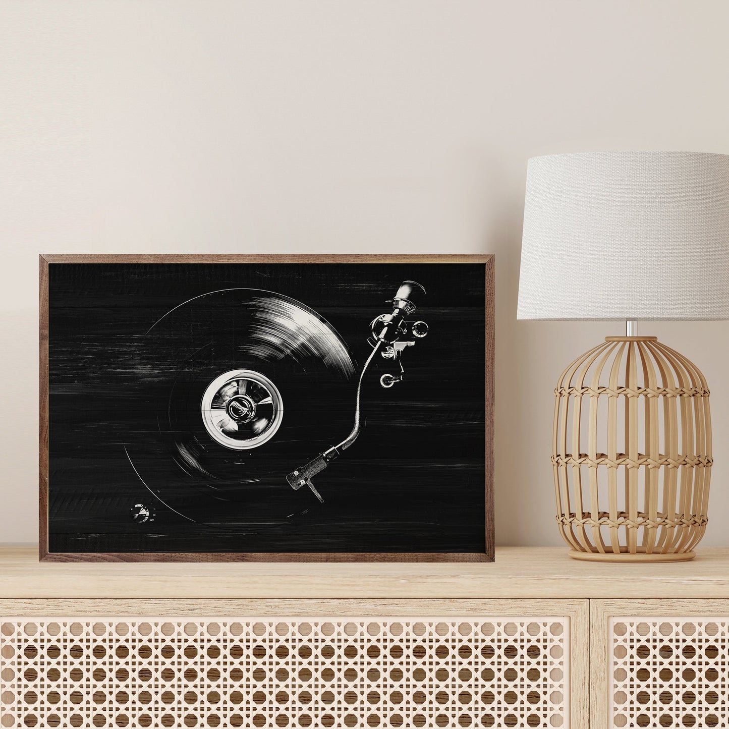 Record Player In Black And White