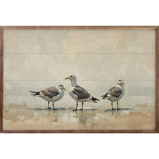 Three Gulls In The Tide