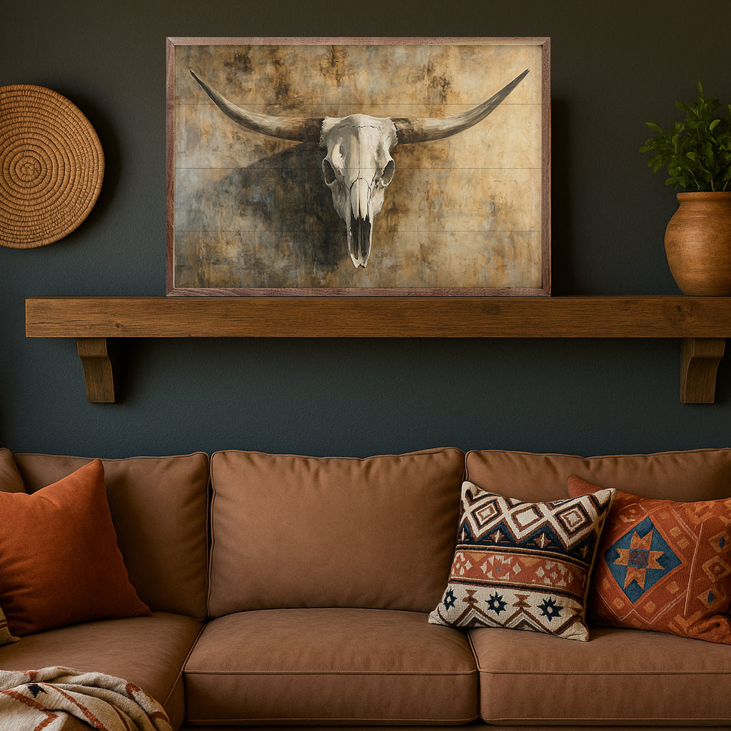 Vintage Cow Skull 1 By Nina Blue