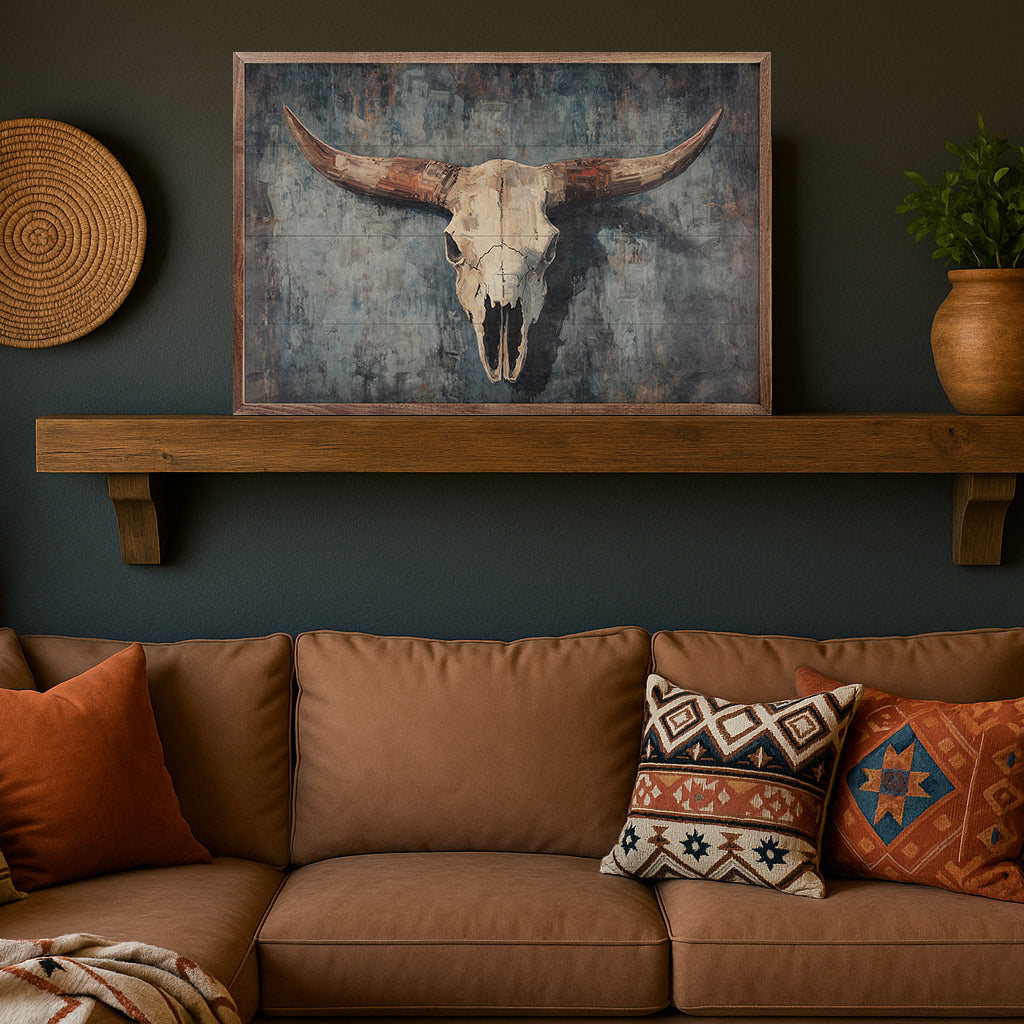 Vintage Cow Skull 2 By Nina Blue