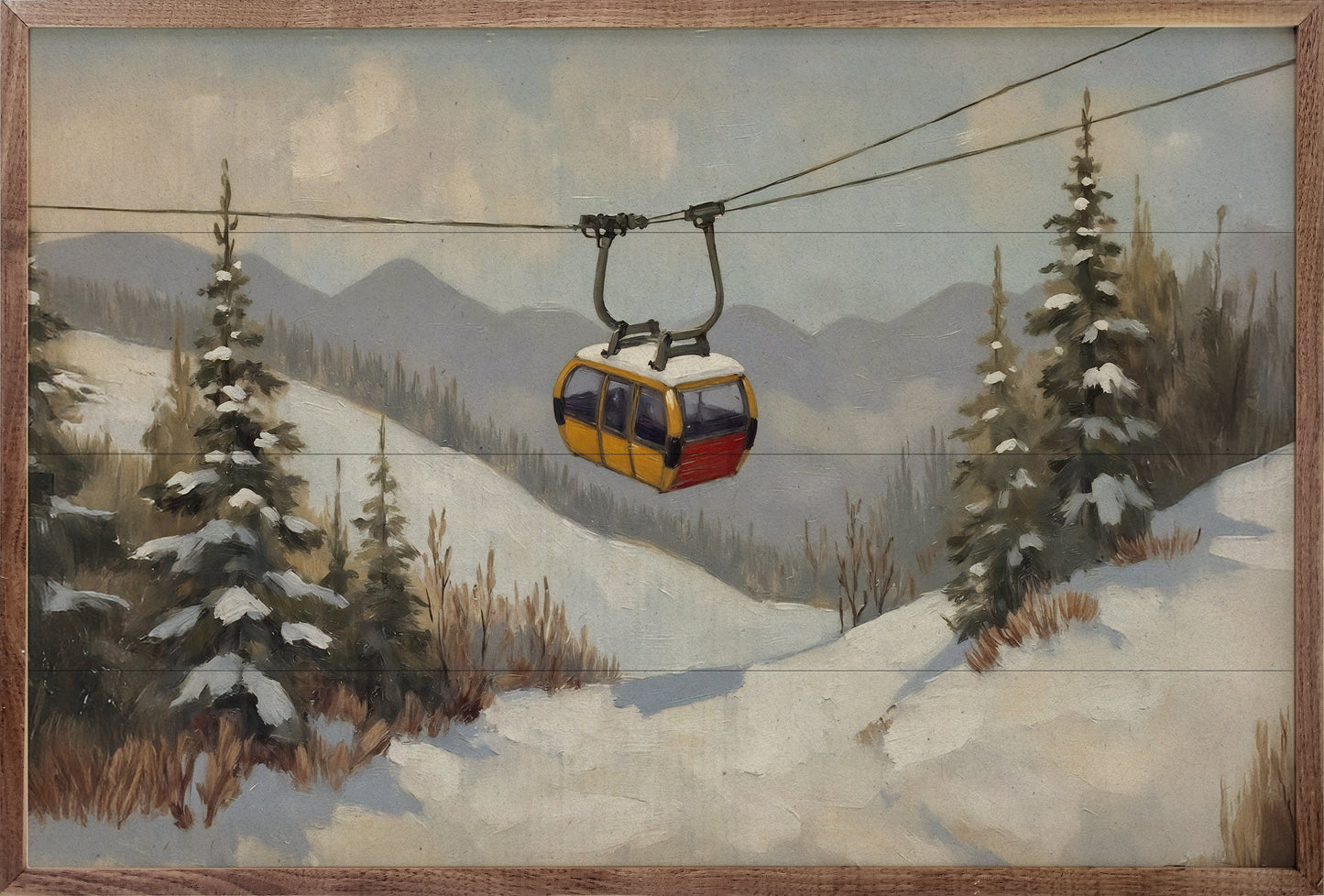 Vintage Ski Lift In Mountains