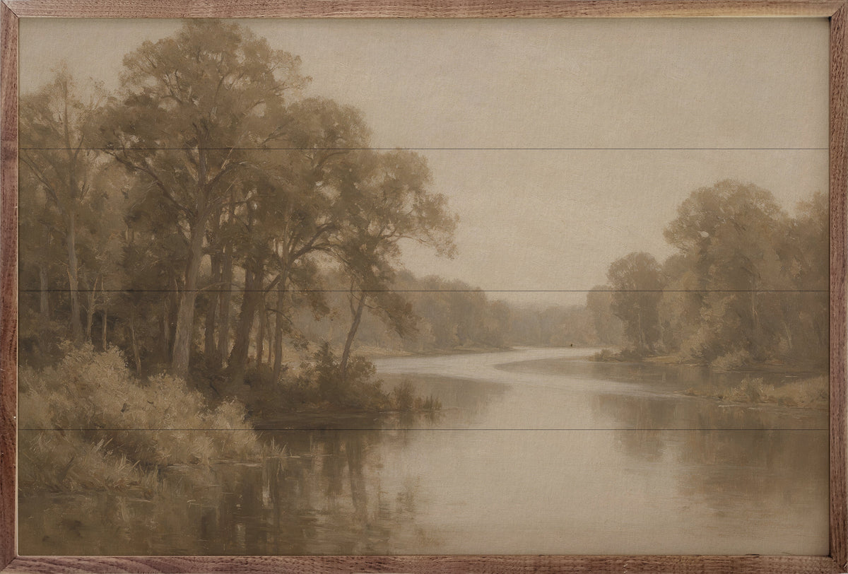 Vintage Winding River Landscape