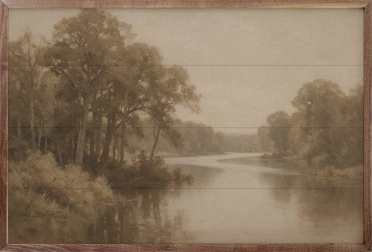 Vintage Winding River Landscape