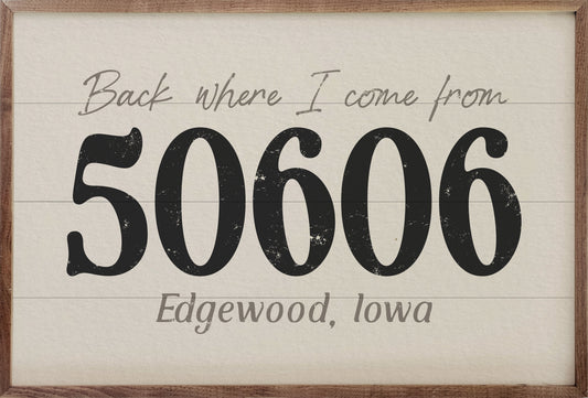 Back Where I Come From Personalized Hometown Zip