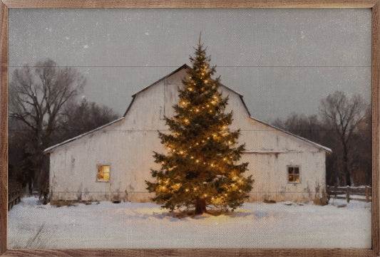 White Barn And Holiday Tree