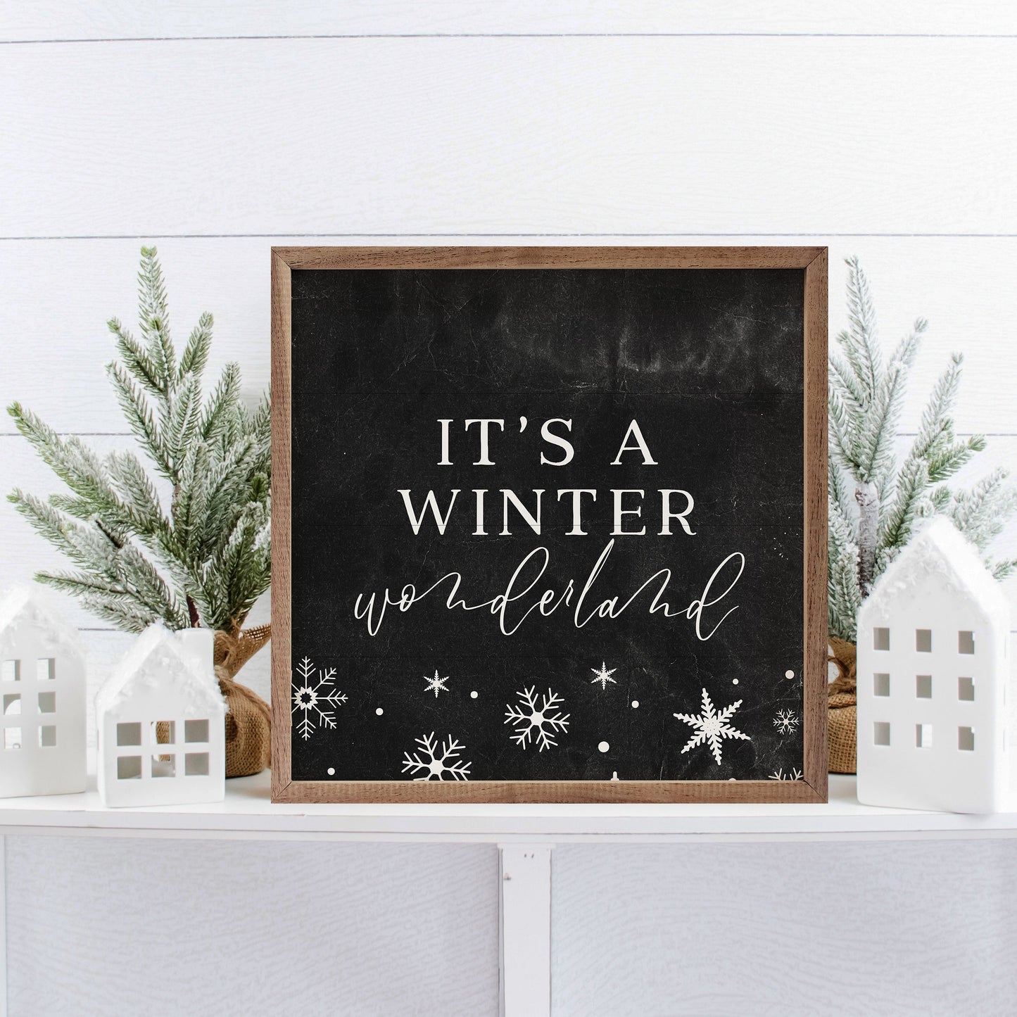 It's A Winter Wonderland Snowflakes Black