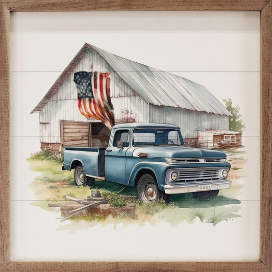 American Flag Barn Truck