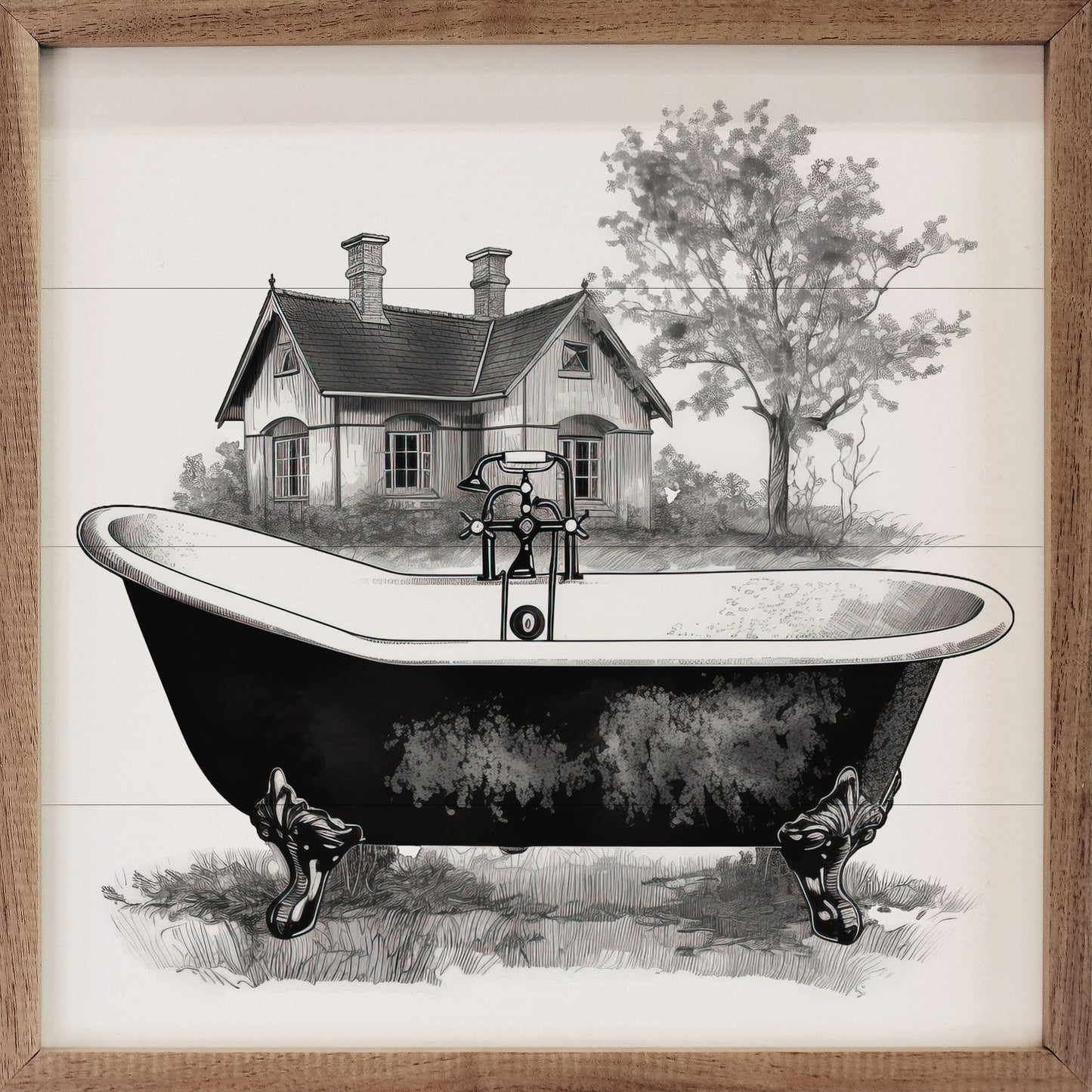 Black Country Tub With House White