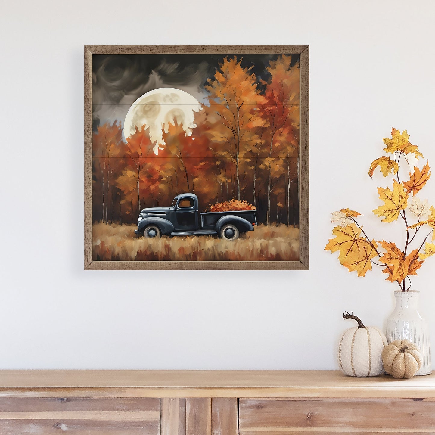 Black Truck With Fall Moon