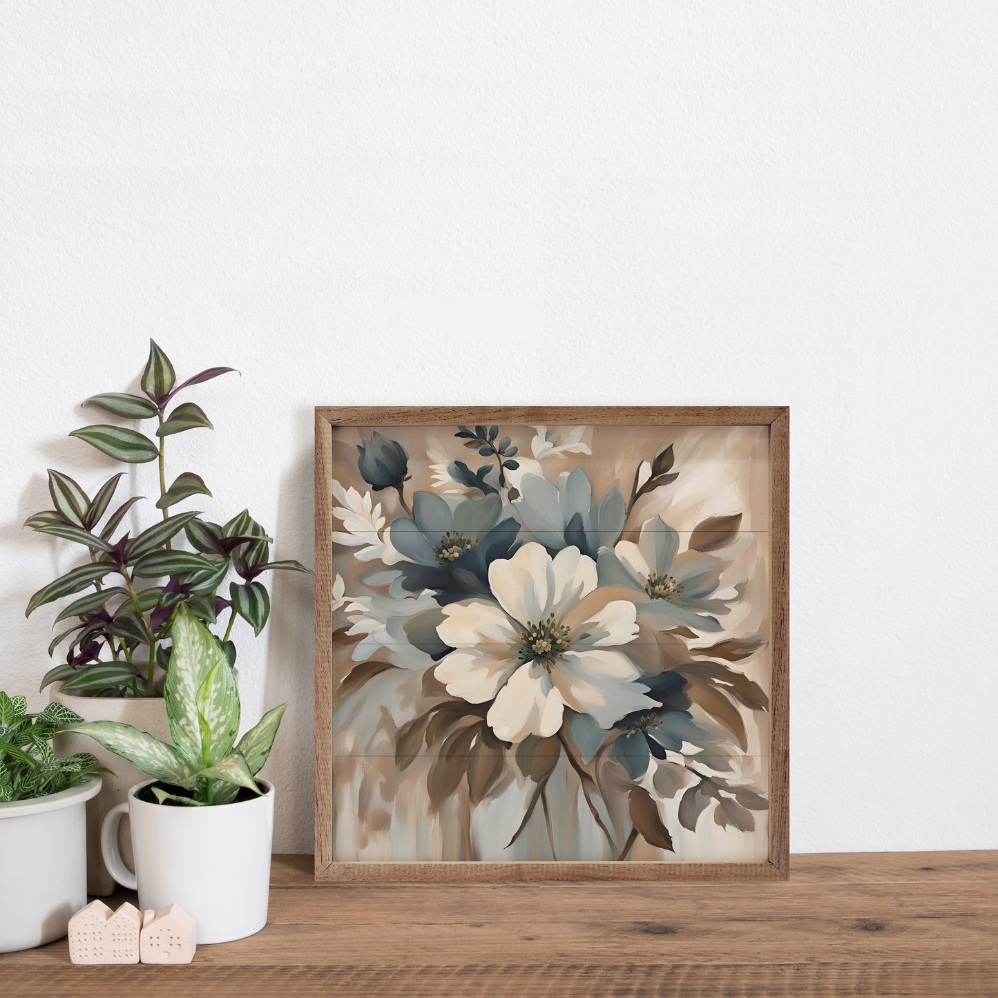 Blue And Tan Floral Display