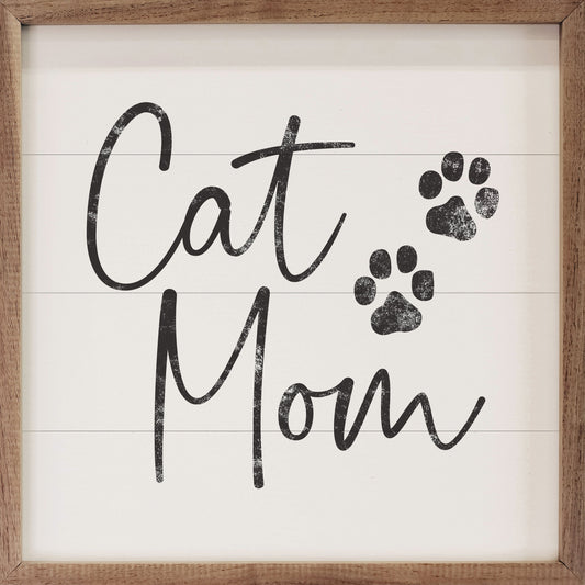 Cat Mom Paw Prints White