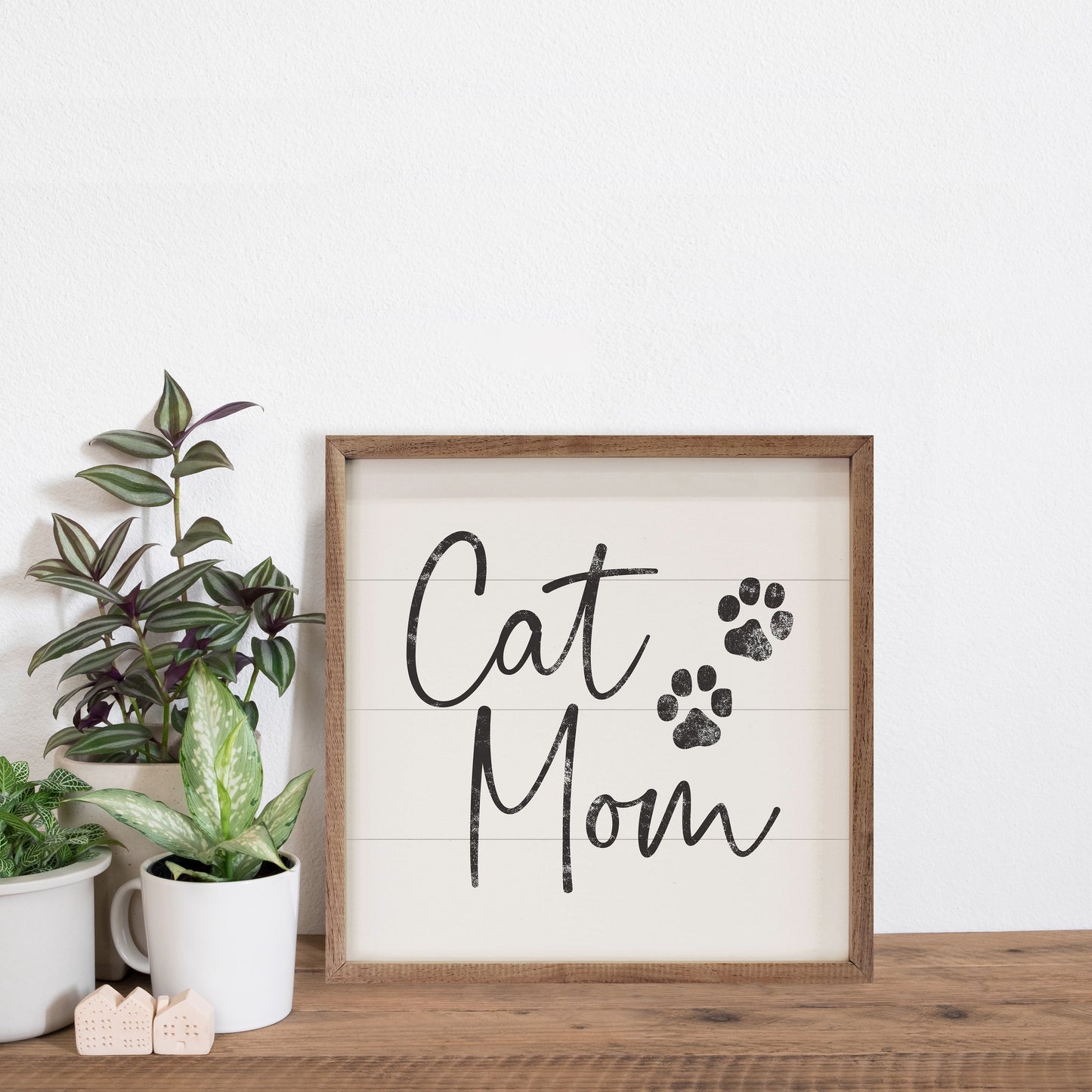 Cat Mom Paw Prints White