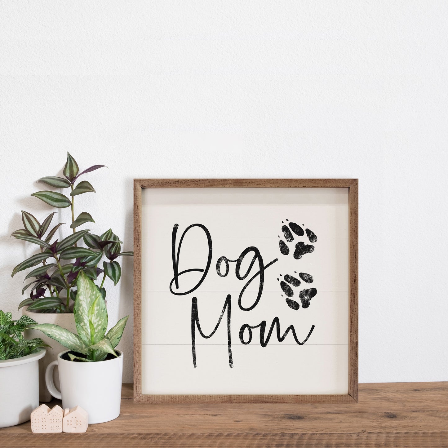 Dog Mom Paw Prints White