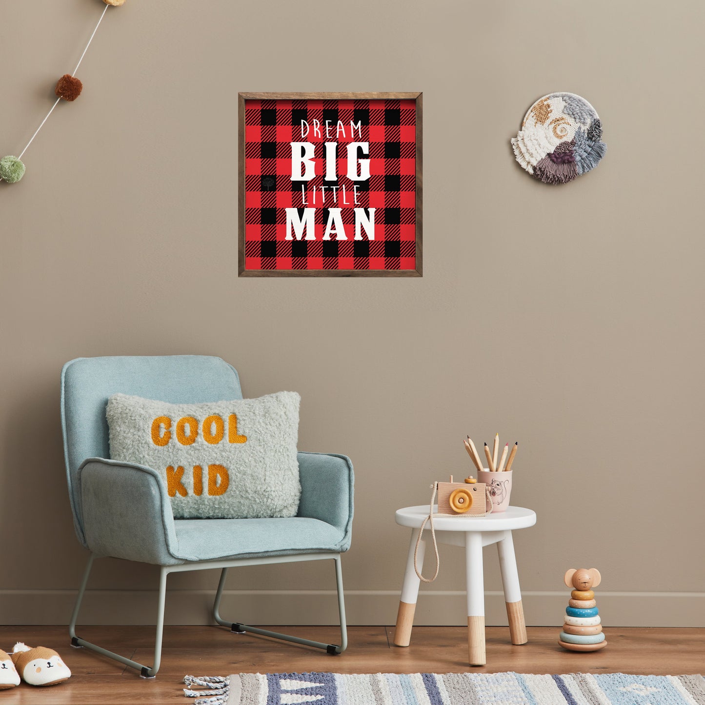 Dream Big Little Man Plaid Red