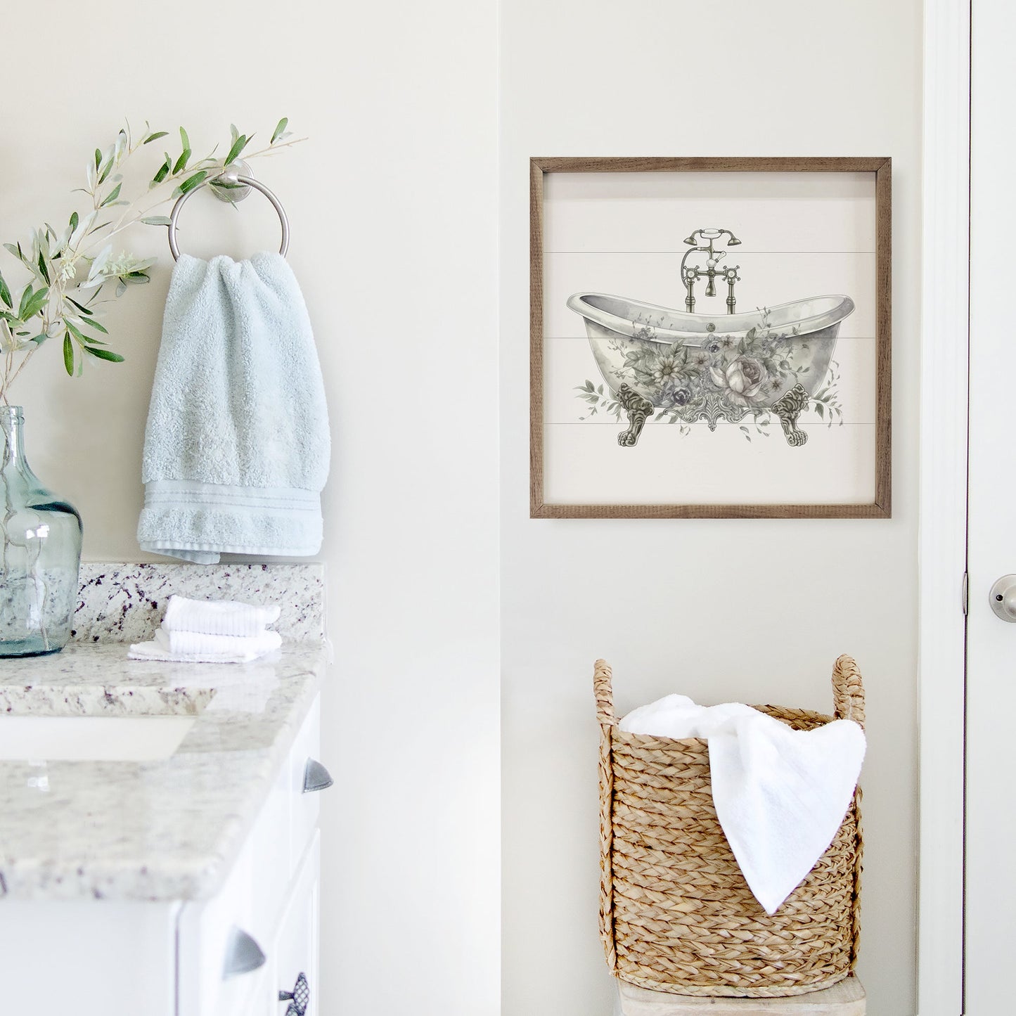 Elegant White Tub Front Flowers White