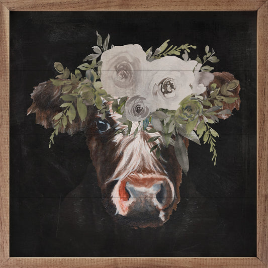 Floral Cow Black