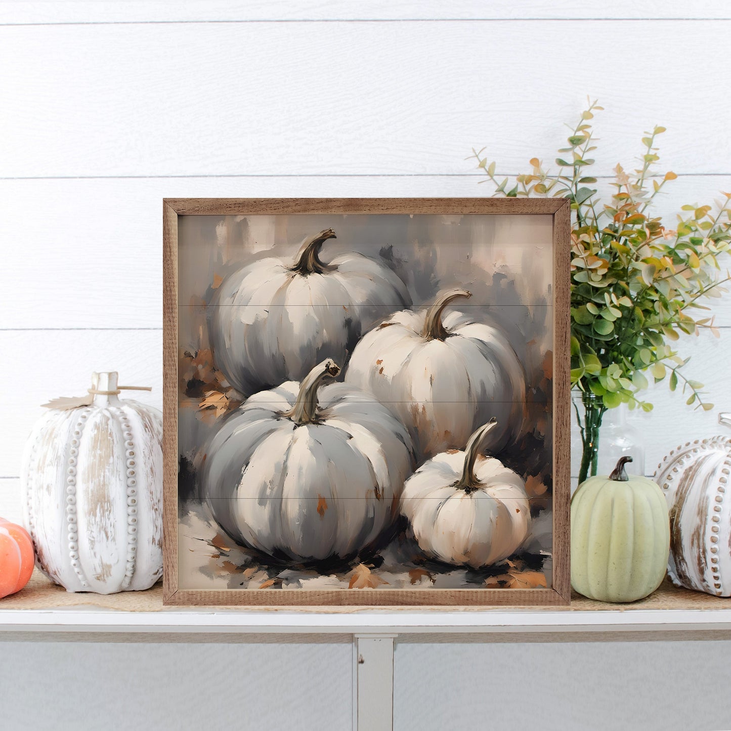 Four Blue Gray Tone Pumpkins