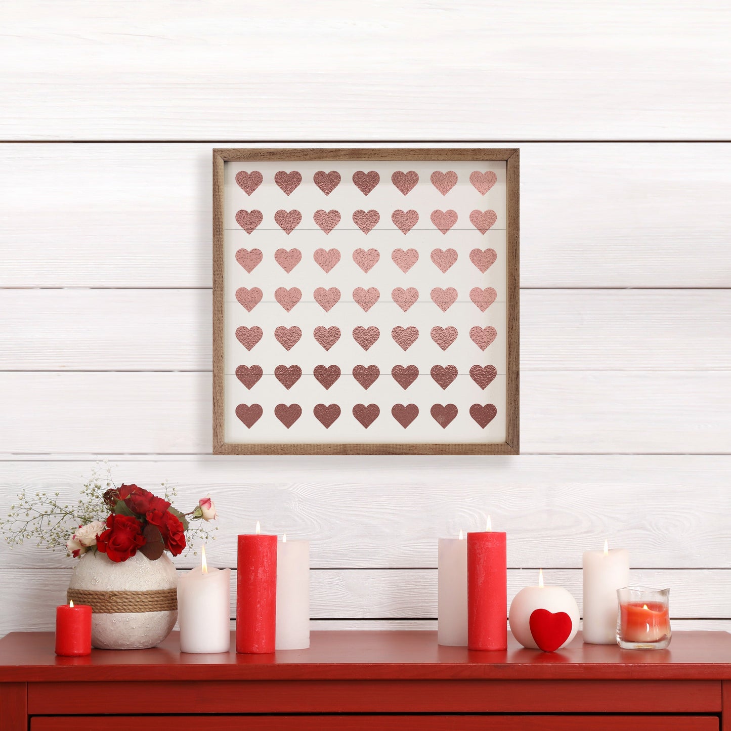 Glitter Pink Hearts White