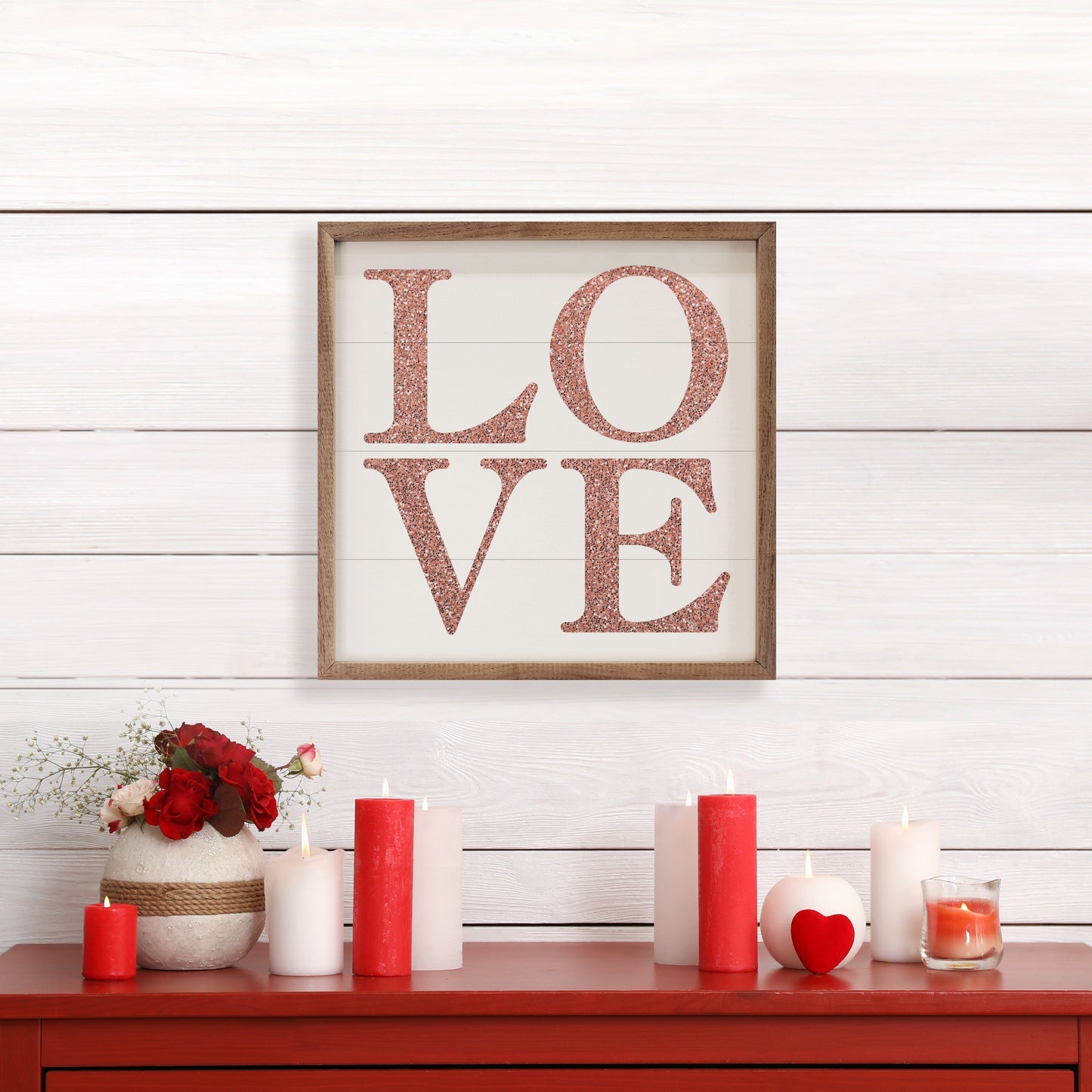Glitter Pink Love White
