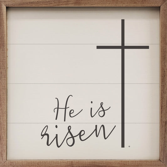 He Is Risen Cross White