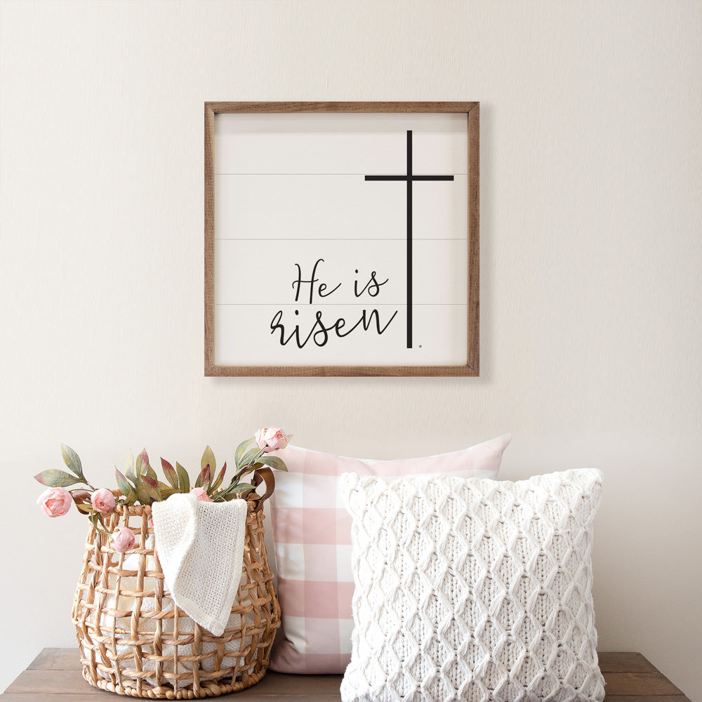 He Is Risen Cross White