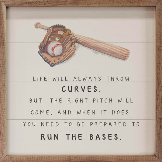 Life Will Always Throw Curves Baseball White
