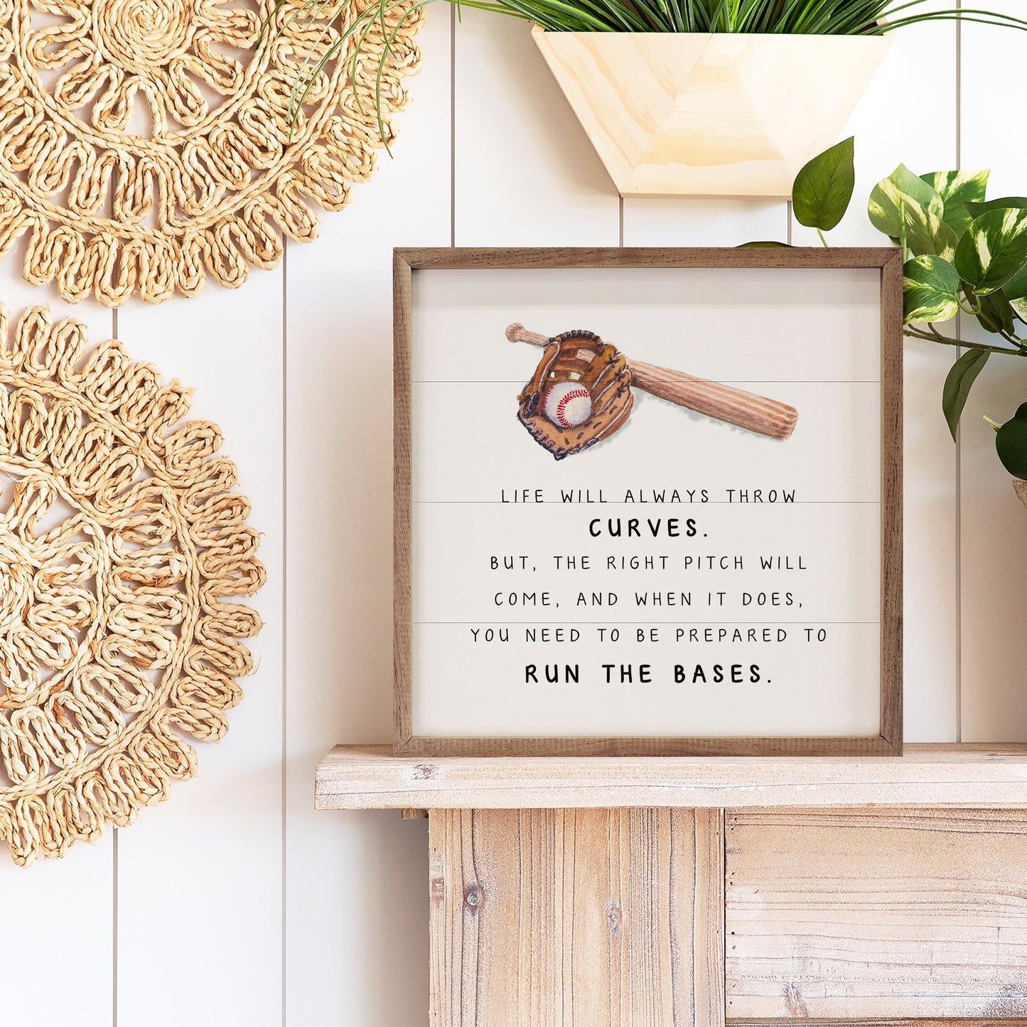 Life Will Always Throw Curves Baseball White