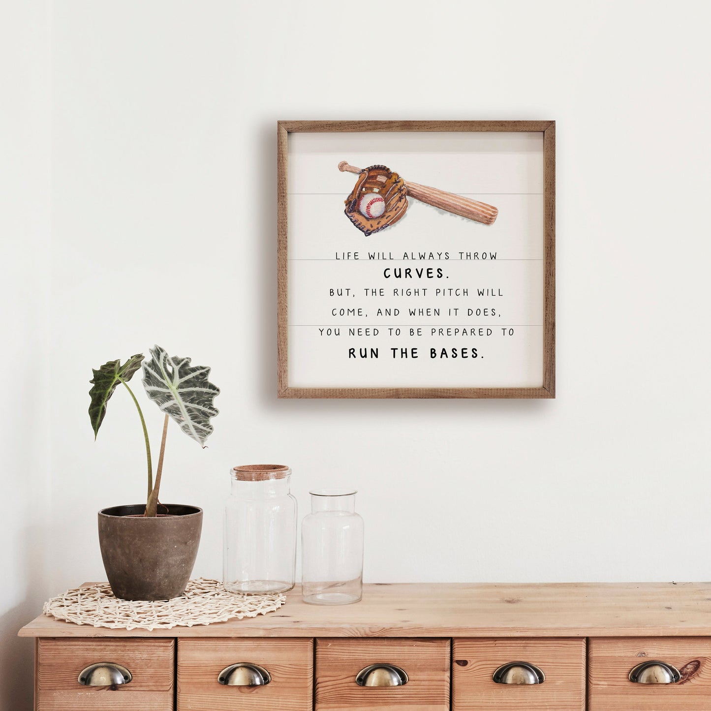 Life Will Always Throw Curves Baseball White