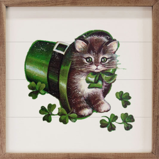Lucky Charm Cat In Hat White