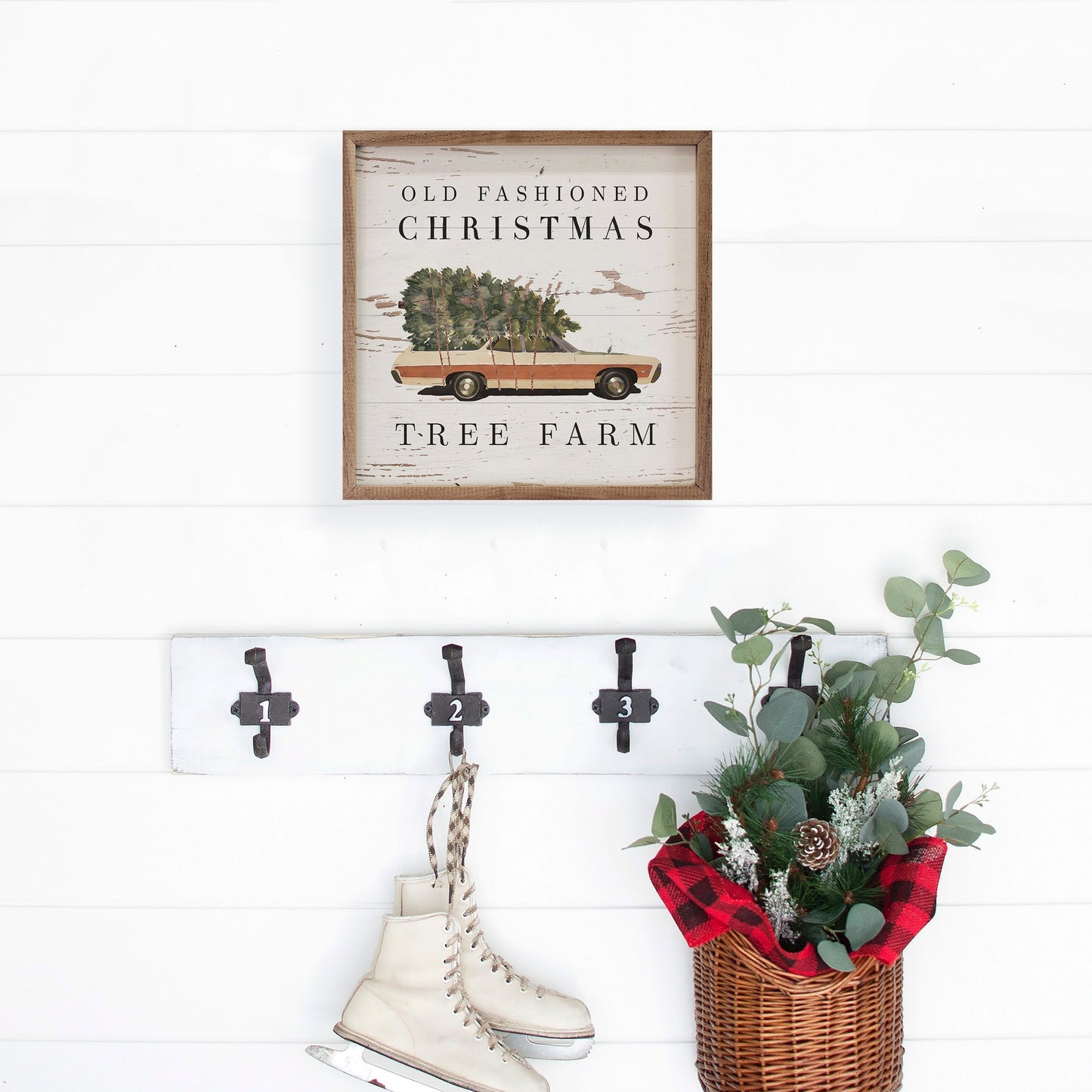 Old Fashioned Christmas Station Wagon Whitewash