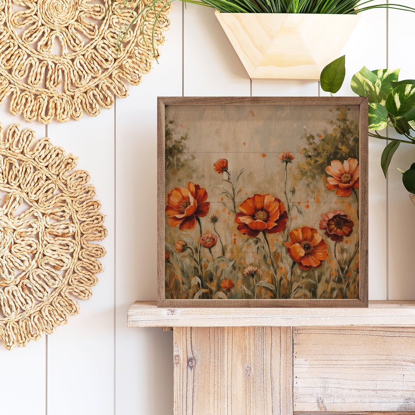 Orange Flowers Light Grass