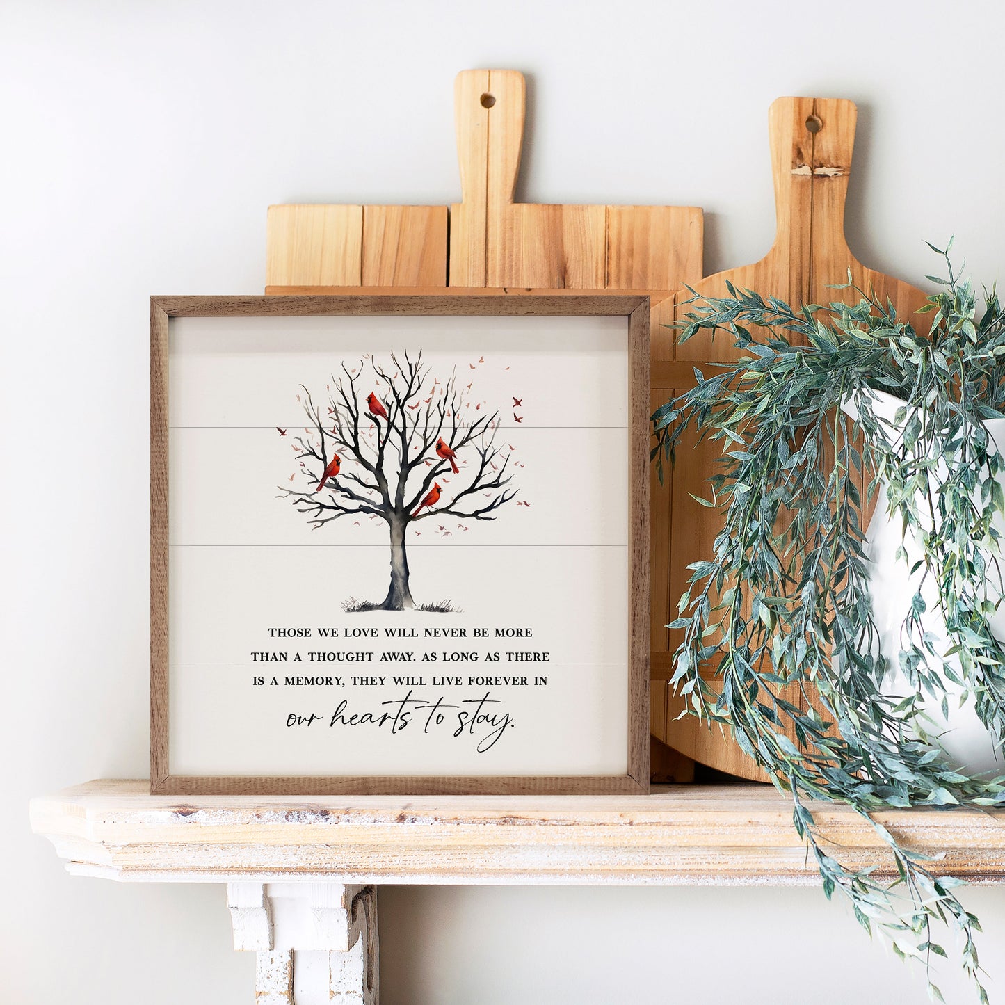 Our Hearts To Stay Cardinal Tree White