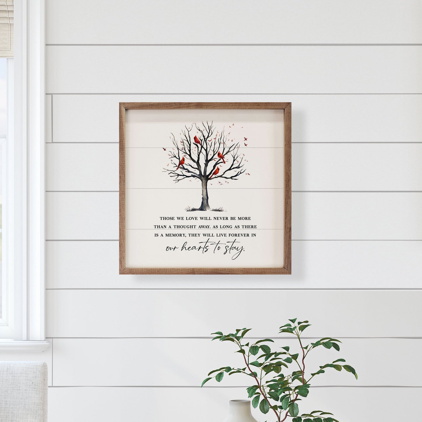 Our Hearts To Stay Cardinal Tree White