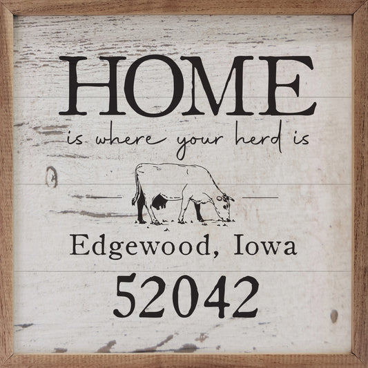 Home Cow Personalized City State Zip