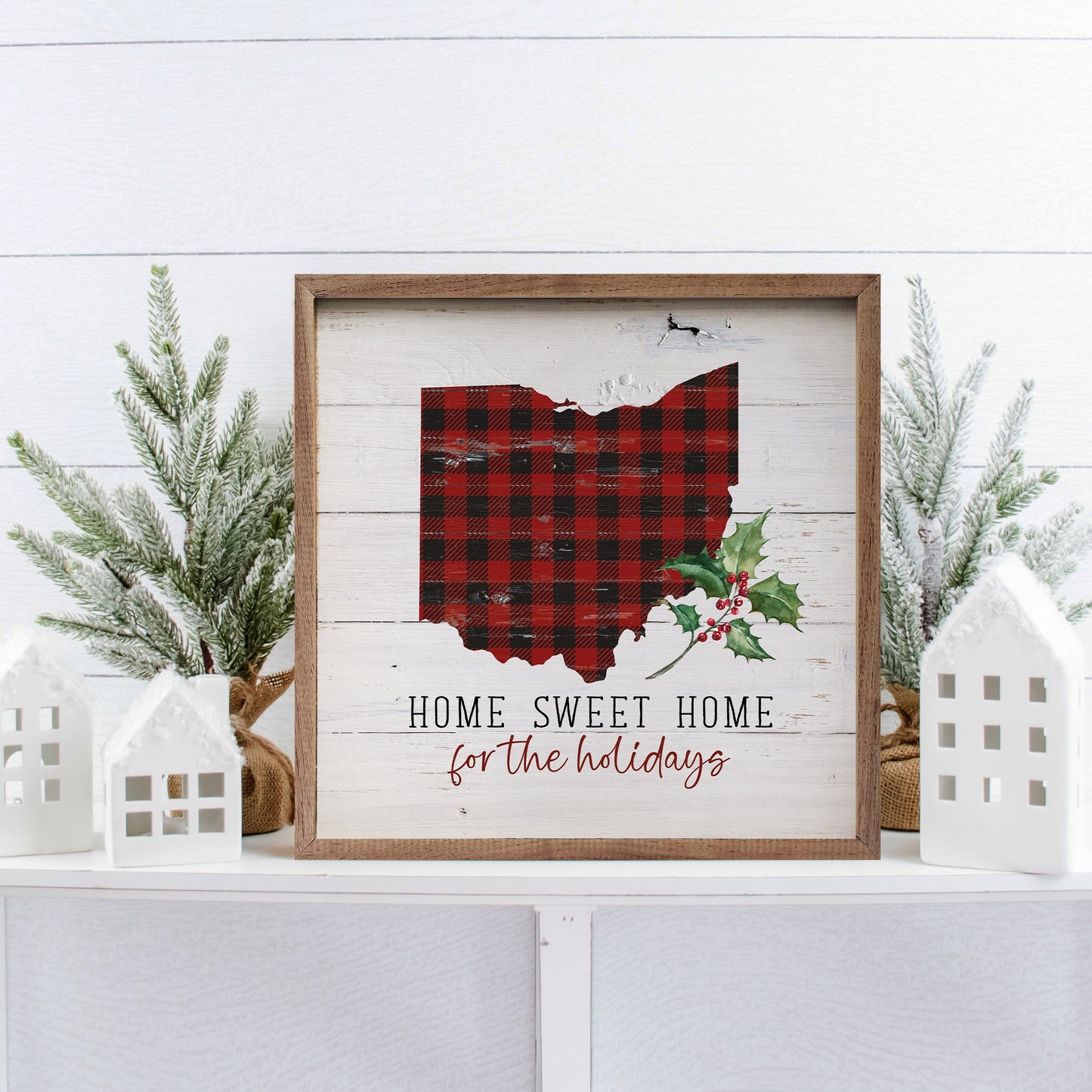 Personalized State Home Sweet Home For The Holidays Whitewash