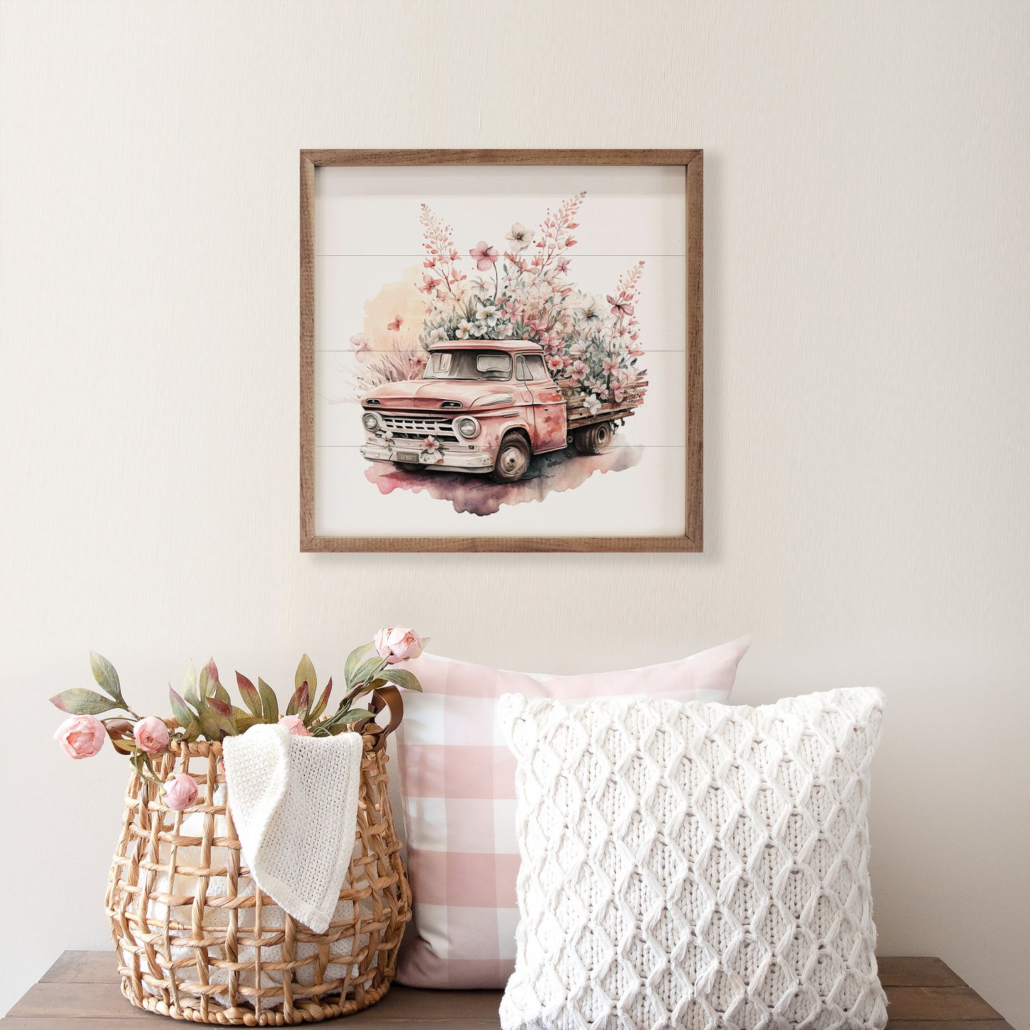 Pink Truck With Flat Box Flowers