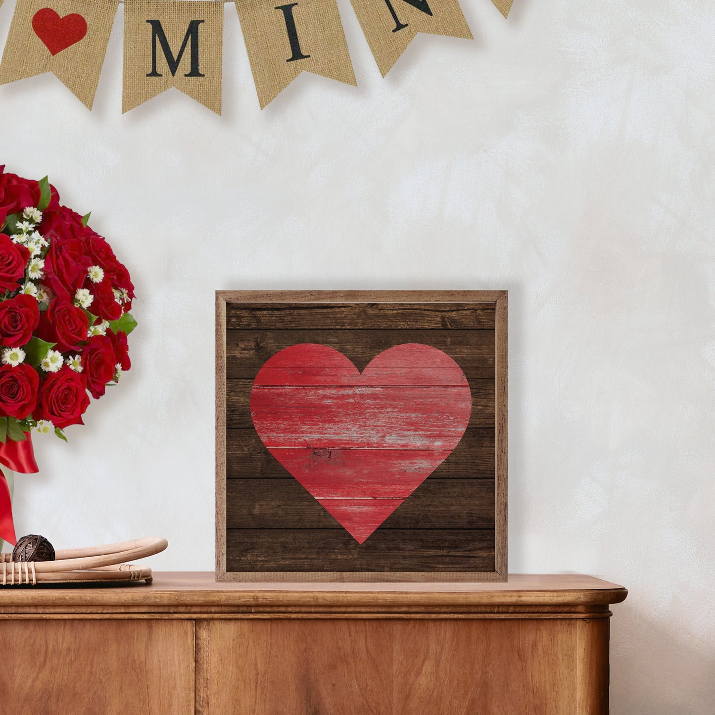 Red Heart On Brown