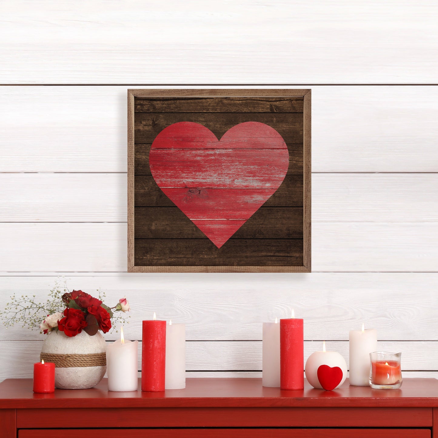 Red Heart On Brown