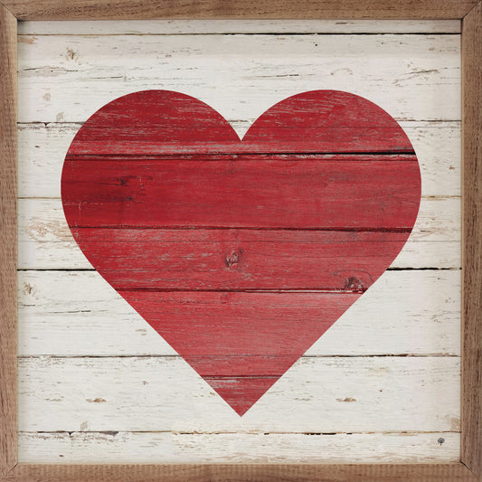 Red Heart On Whitewash