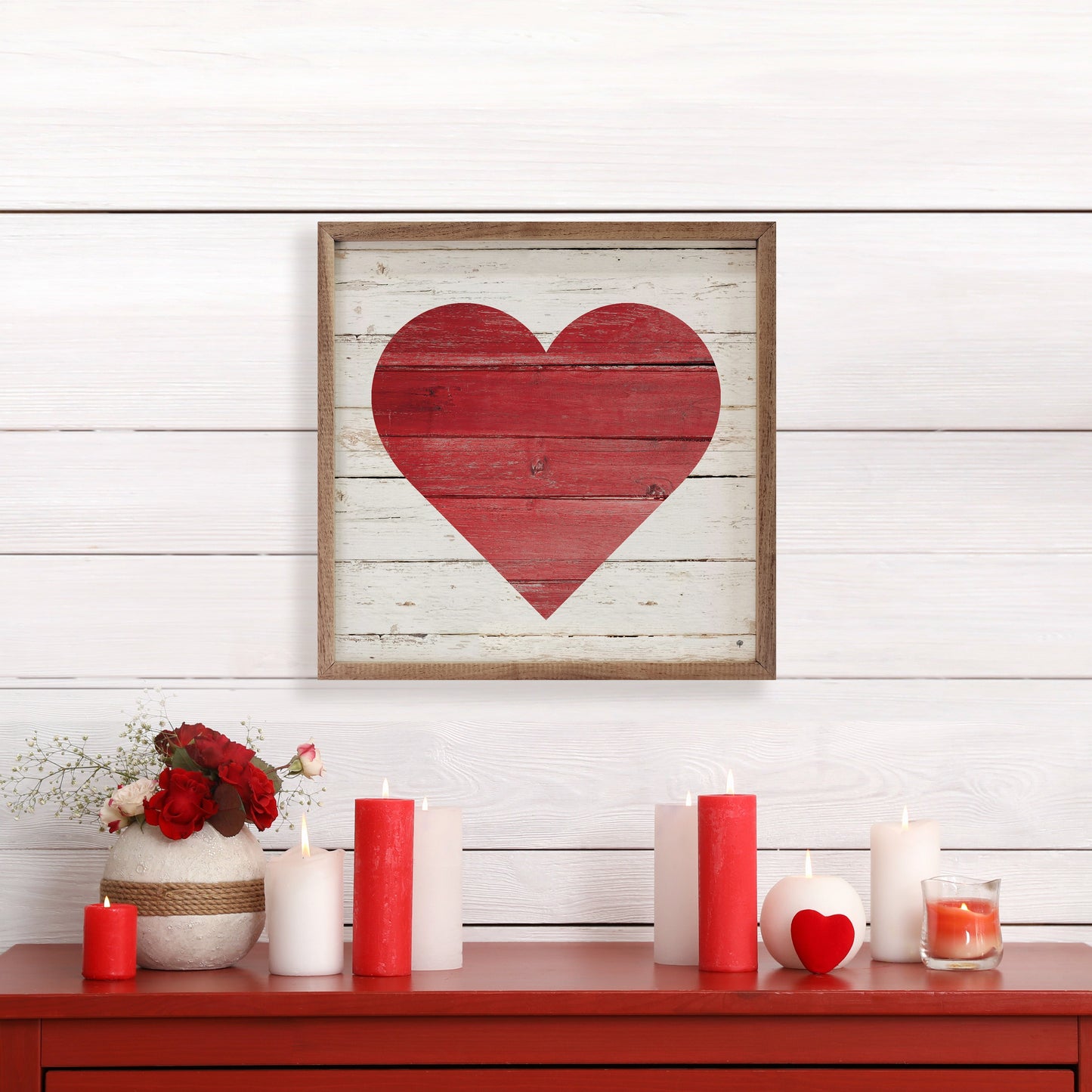 Red Heart On Whitewash