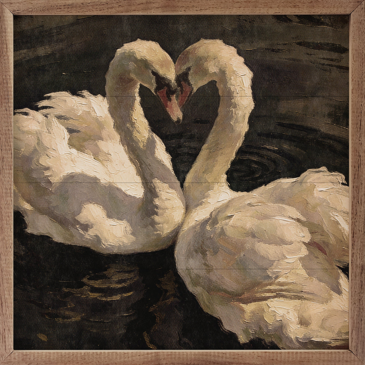 Romantic White Swans On Still Water