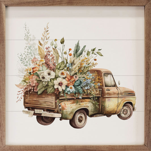 Rusty Truck Wood Box Flowers Back View