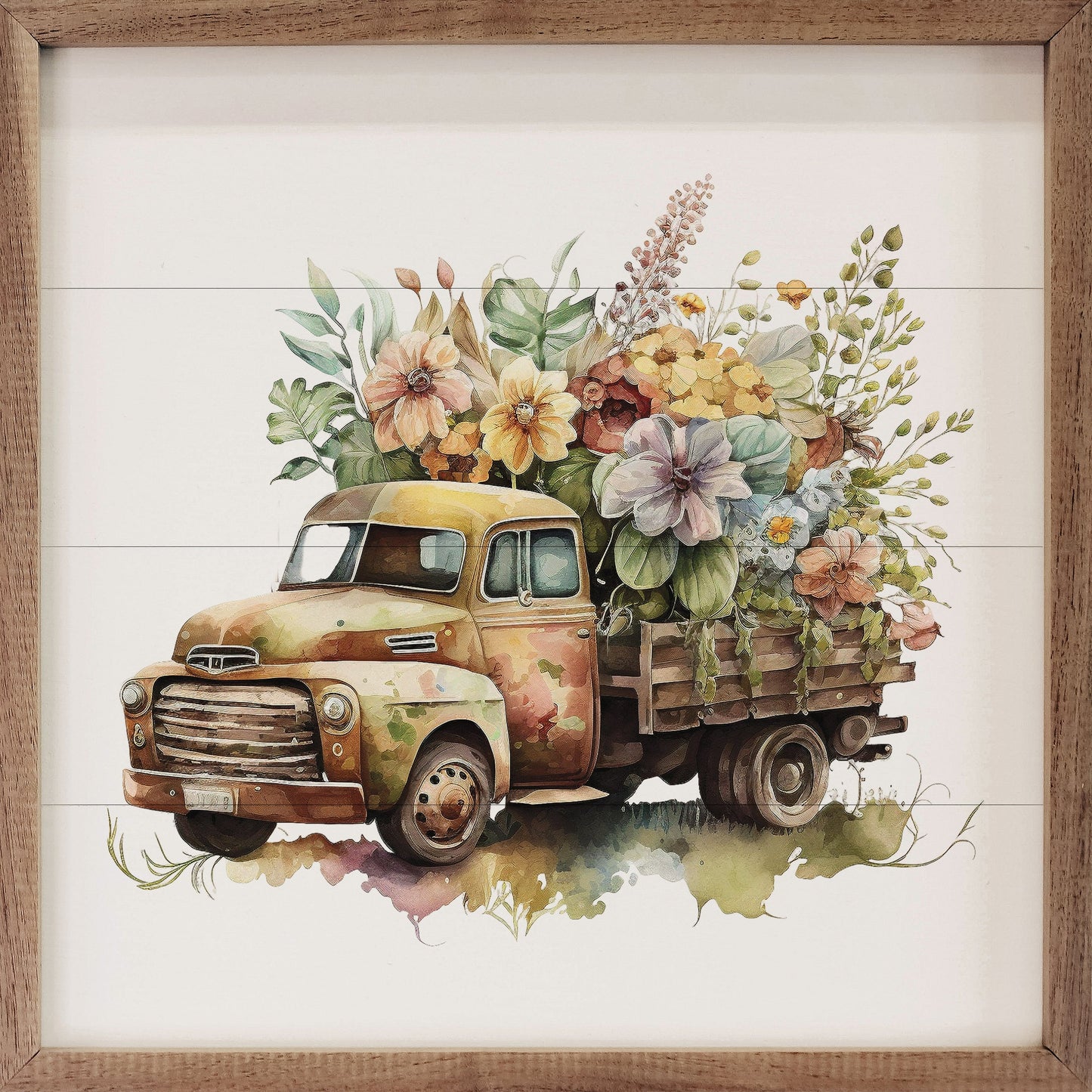 Rusty Truck Wood Box Flowers Front View