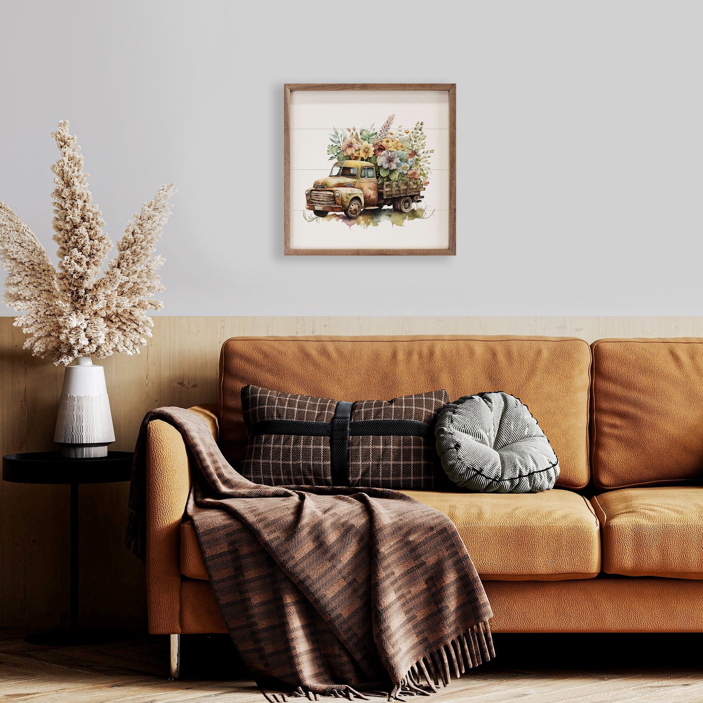 Rusty Truck Wood Box Flowers Front View