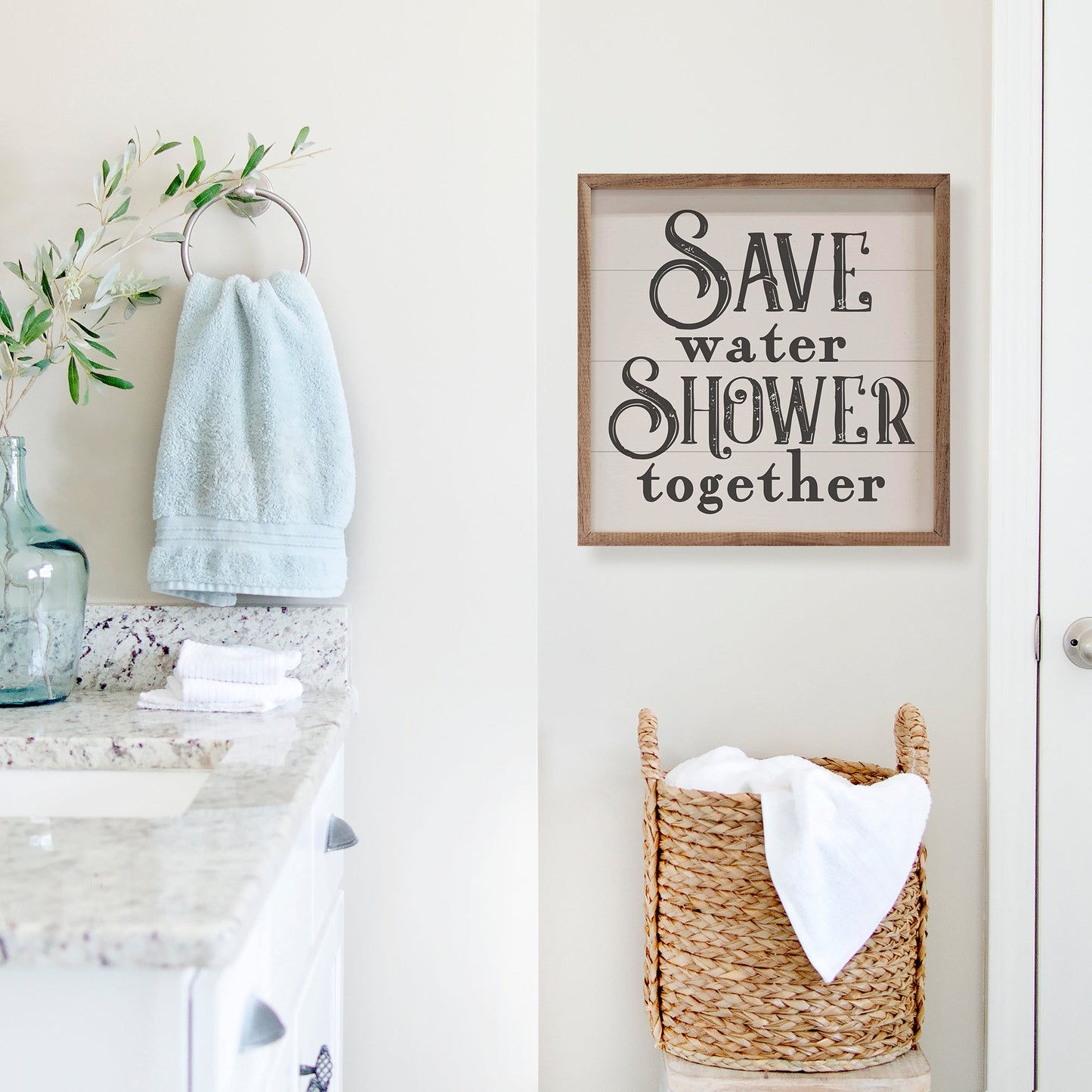 Save Water Shower Together Curly White