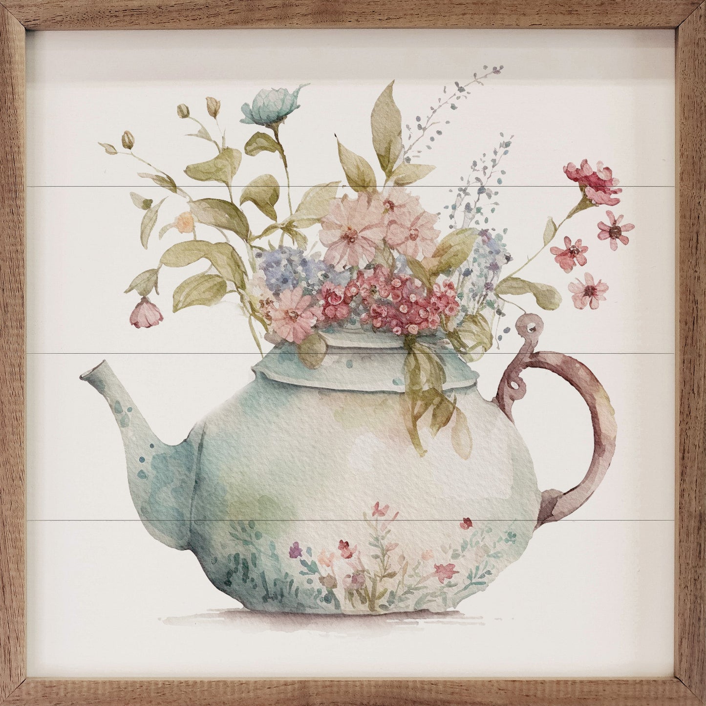 Spring Garden Green Teapot Floral