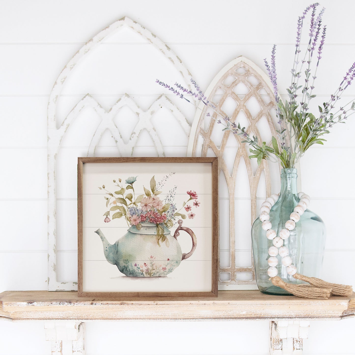 Spring Garden Green Teapot Floral