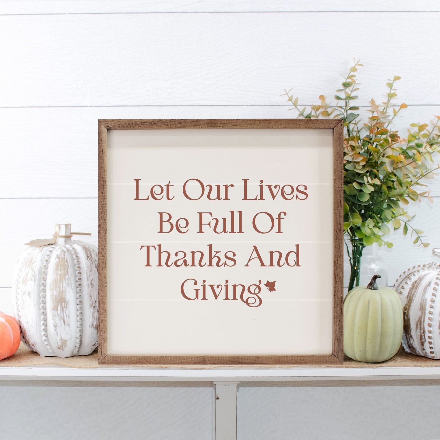 Thanks And Giving Leaf White